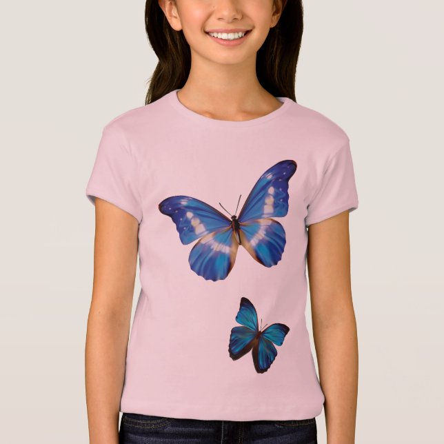 Blaue Morpho Schmetterlinge T-Shirt (Vorderseite)