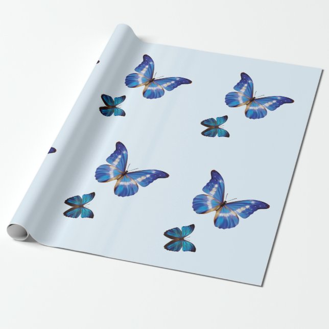 Blaue Morpho Schmetterlings-Geschenk-Verpackung Geschenkpapier (Ungerollt)