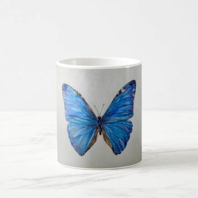 Blaue Morpho Schmetterlings-Tasse 14 Unze Kaffeetasse (Mittel)