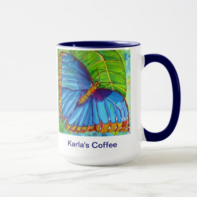 Blaue Morpho Schmetterlings-Tasse Tasse (Rechts)