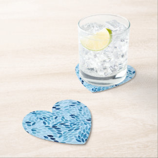 Blaue Mosaik-Blütenblätter-Herz-Papier-Tablett Untersetzer