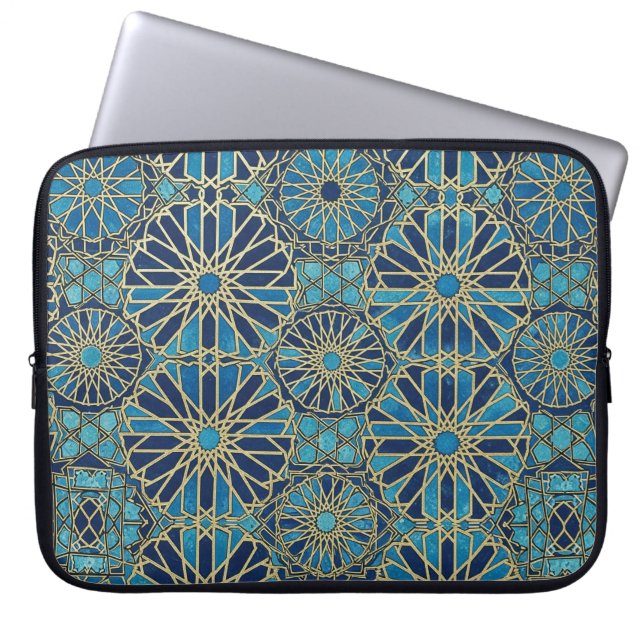 blaue Mosaik Laptopschutzhülle (Vorderseite)