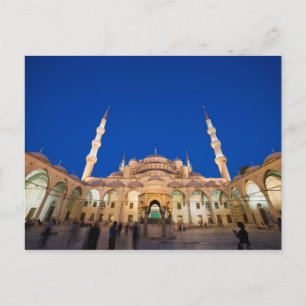 Blaue Moschee in der Nacht Postkarte