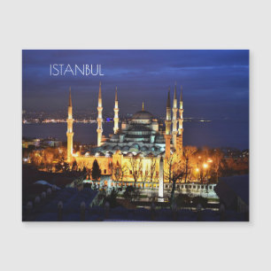 Blaue Moschee in Istanbul am Abend Magnetkarte