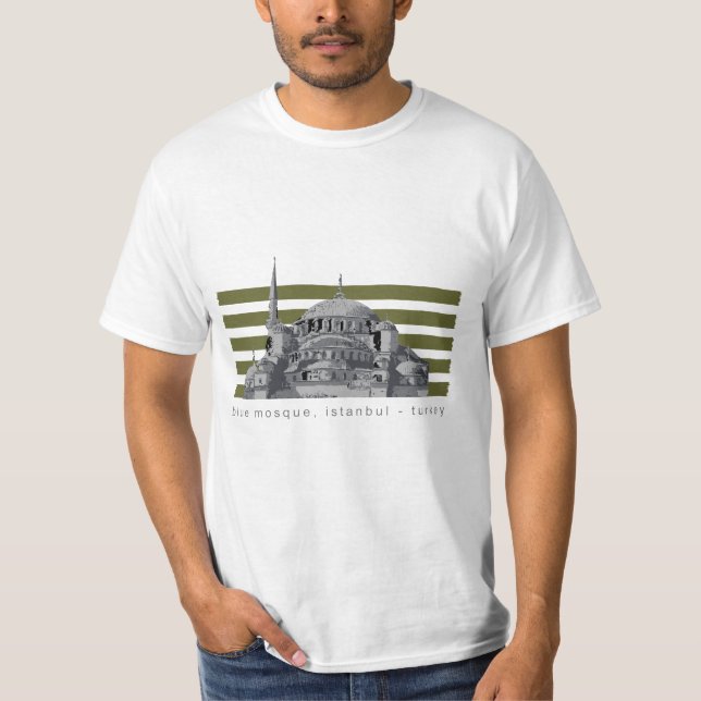 Blaue Moschee Islamische Kunst T-Shirt (Vorderseite)