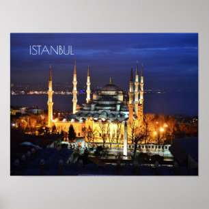 Blaue Moschee Istanbul Nachtansicht Landschaft Tür Poster