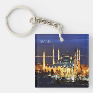 Blaue Moschee Istanbul Nachtansicht Landschaft Tür Schlüsselanhänger