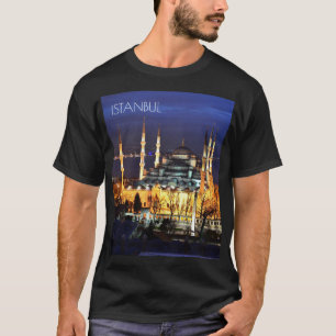 Blaue Moschee Istanbul Nachtansicht Landschaft Tür T-Shirt