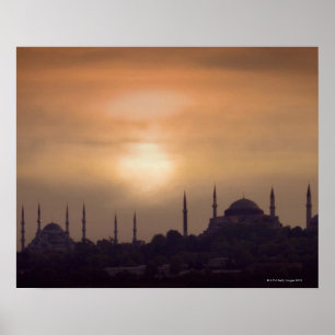 Blaue Moschee und Hagia Sophia Türkei, Istanbul Poster