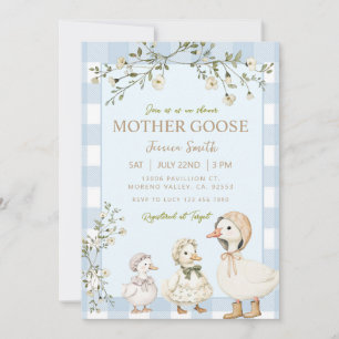 Blaue Mother Goose Baby Shower Geschlecht Junge Einladung