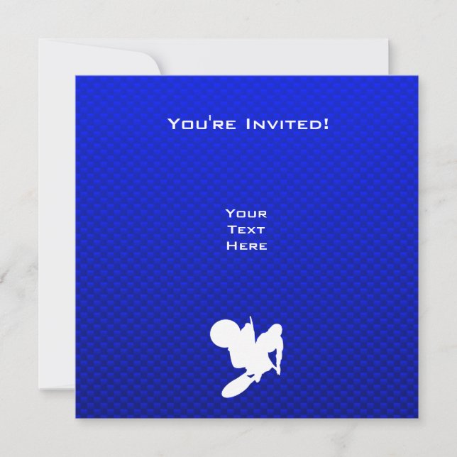 Blaue Motocross-Peitsche Einladung (Vorderseite)