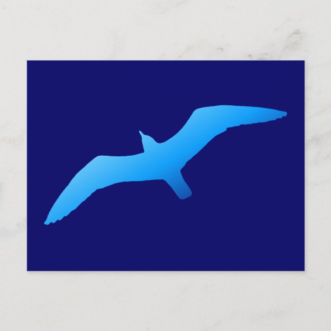 Blaue Möwe im Flug Postkarte (Vorderseite)