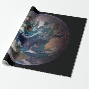 Blaue Murmel Erde (Westliche Hemisphäre) Geschenkpapier