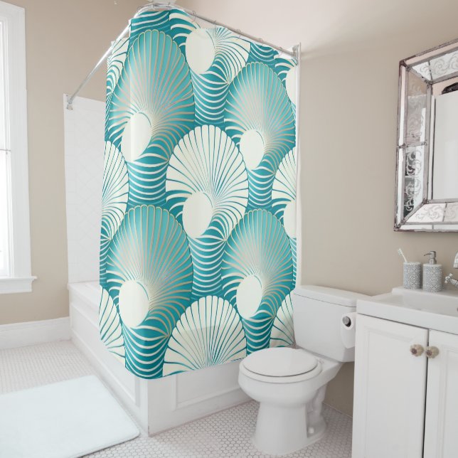 Blaue Muschel Duschvorhang (Beispiel)