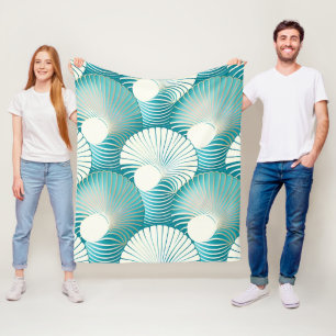 Blaue Muschel Fleecedecke