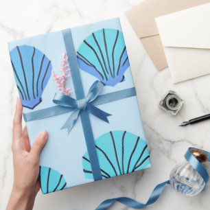 Blaue Muschel Geschenkpapier