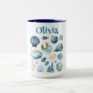 Blaue Muschel Sommer Tasse Benutzerdefinierter N