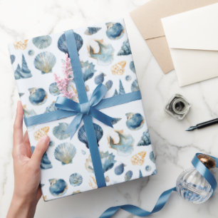 Blaue Muschel-Sommer-Verpackungspapier Geschenkpapier