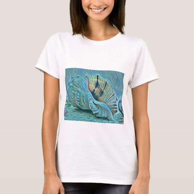Blaue Muscheln am Strand T-Shirt (Vorderseite)