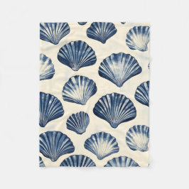Blaue Muscheln Fleecedecke