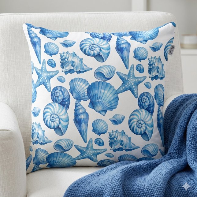 Blaue Muscheln. Maritim. Dekokissen (Von Creator hochgeladen)