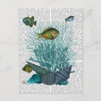 Blaue Muscheln und Korallen