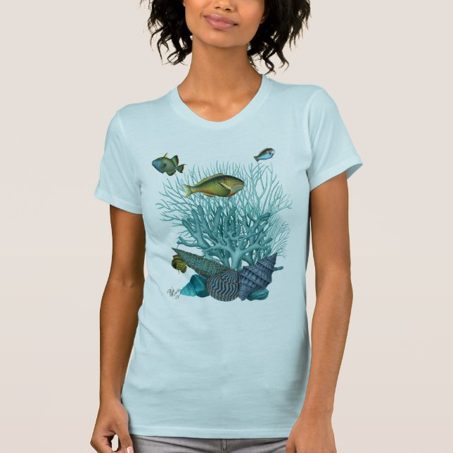 Blaue Muscheln und Korallen T-Shirt (Vorderseite)