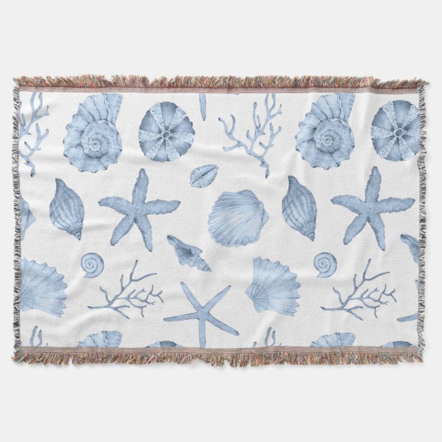 Blaue Muscheln Wasserfarbe Decke (Vorderseite)