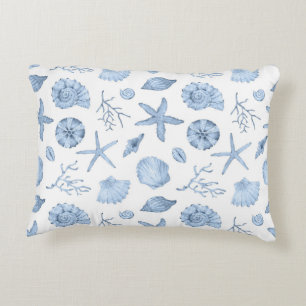 Blaue Muscheln Wasserfarbe Dekokissen