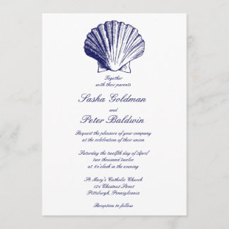 Blaue Muscheln zum Hochzeitsempfang Einladung