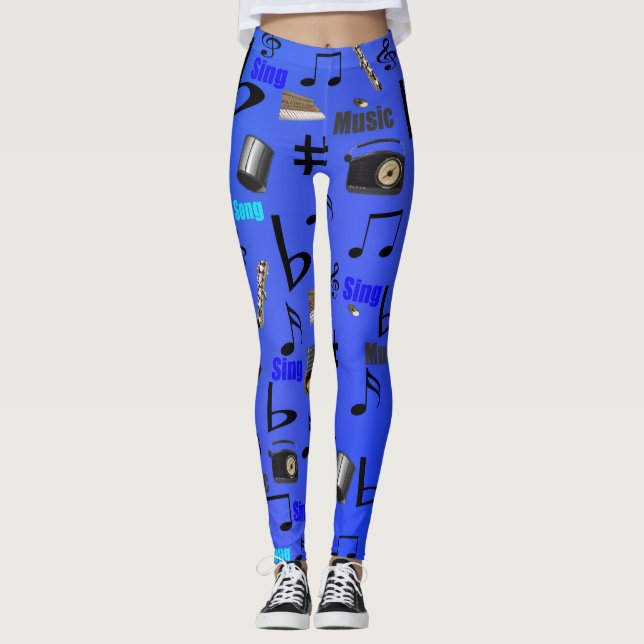Blaue Musikinstrumente und -schnüre, Leggings (Vorderseite)