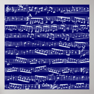 Blaue Musiknoten Poster