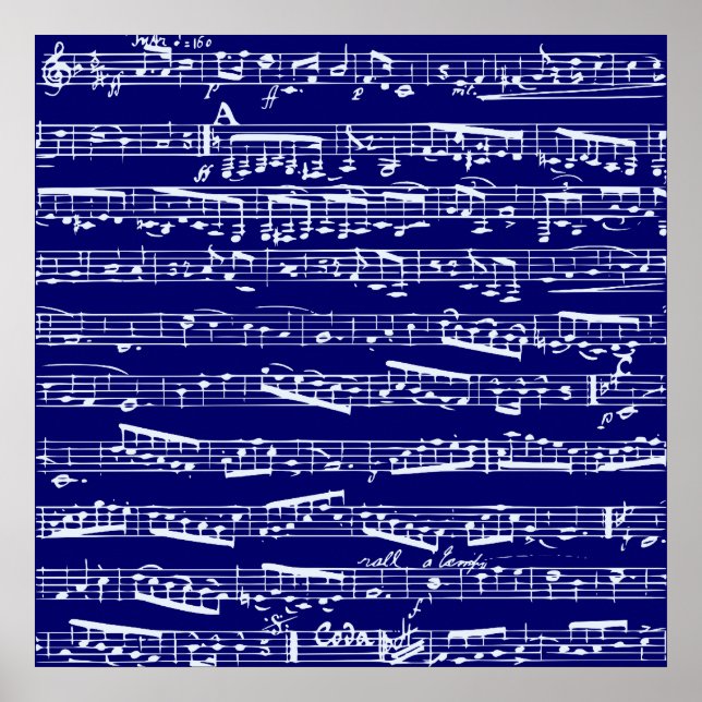 Blaue Musiknoten Poster (Vorne)