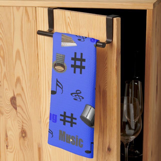 Blaue Musikstifte und -instrumente, Handtuch (Drittel gefaltet)