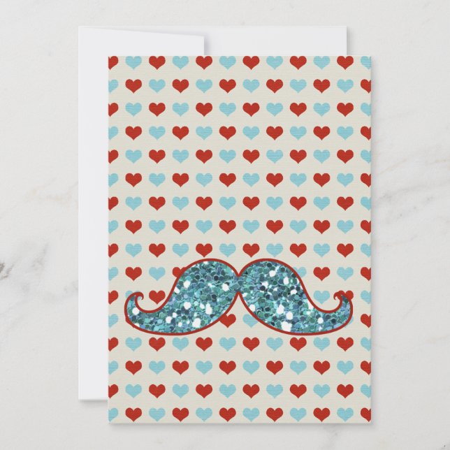 BLAUE MUSTACHE UND ROTE HERZEN GLITZER (Vorderseite)