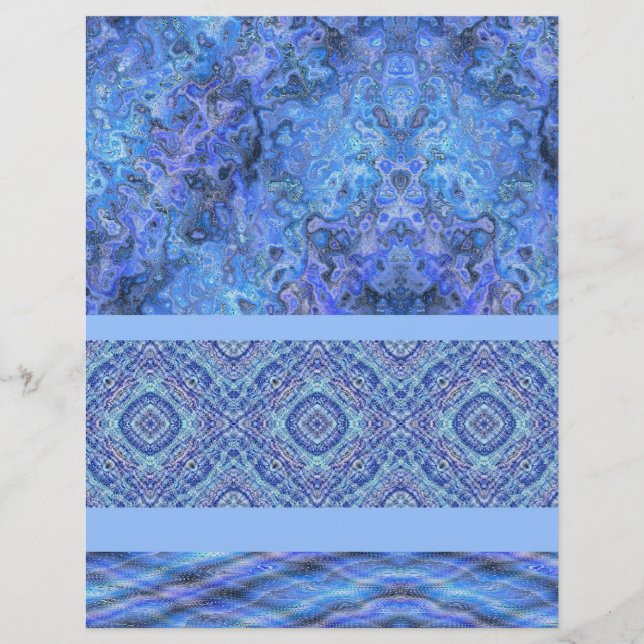 Blaue Muster- Bulk Scrapbook Papier Seiten (Vorne)