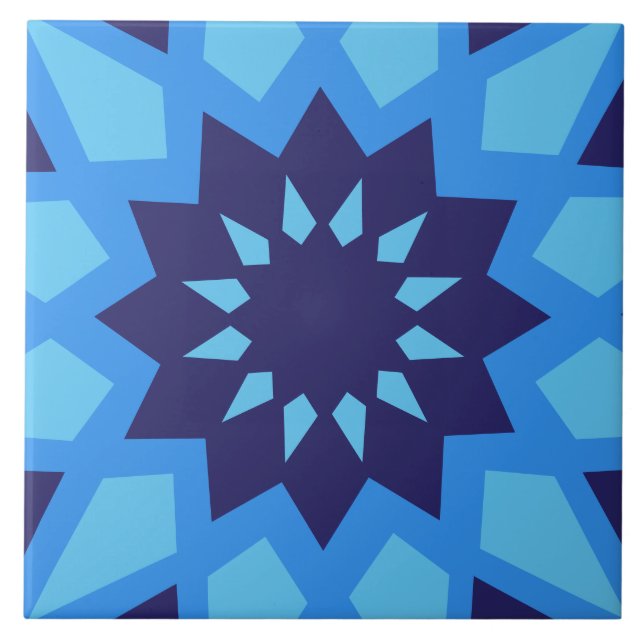 Blaue Muster Keramik Tile Fliese (Vorderseite)