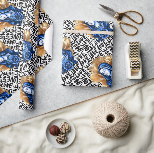 Blaue Mutter Maria Katholische Christliche Blumeng Geschenkpapier