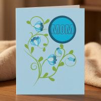 Blaue Muttertags-Postkarte & Blume an der Rebe
