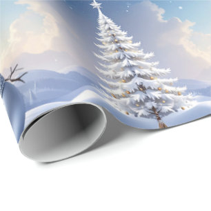 Blaue Mützen-Schneemann-Weihnachtsbaum-Feiertag Geschenkpapier