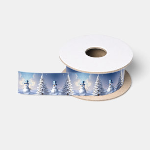 Blaue Mützen-Schneemann-Weihnachtsbaum-Feiertags-S Satinband