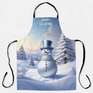 Blaue Mützen-Schneemann-Weihnachtsbaum-Feiertags-S Schürze