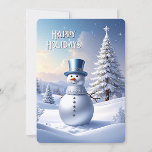 Blaue Mützen Schneemann Weihnachtsbaum Feiertagska Feiertagskarte