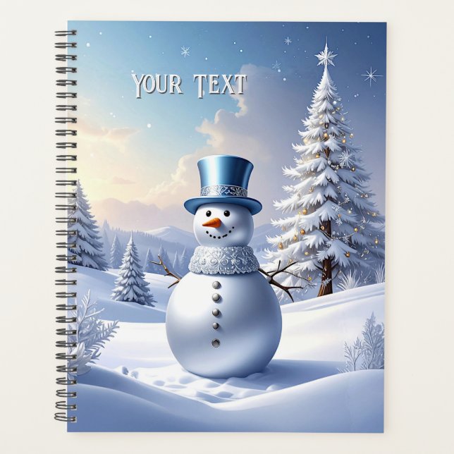 Blaue Mützen-Schneemann-Weihnachtsbaum-Feiertagspl Planer (Vorderseite)