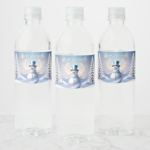 Blaue Mützen-Schneemann-Weihnachtsbaum-Wasserflasc Wasserflaschenetikett