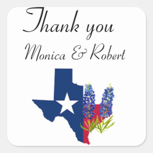 Blaue Mützen Texas State Blumen Lupine Aquarell Quadratischer Aufkleber