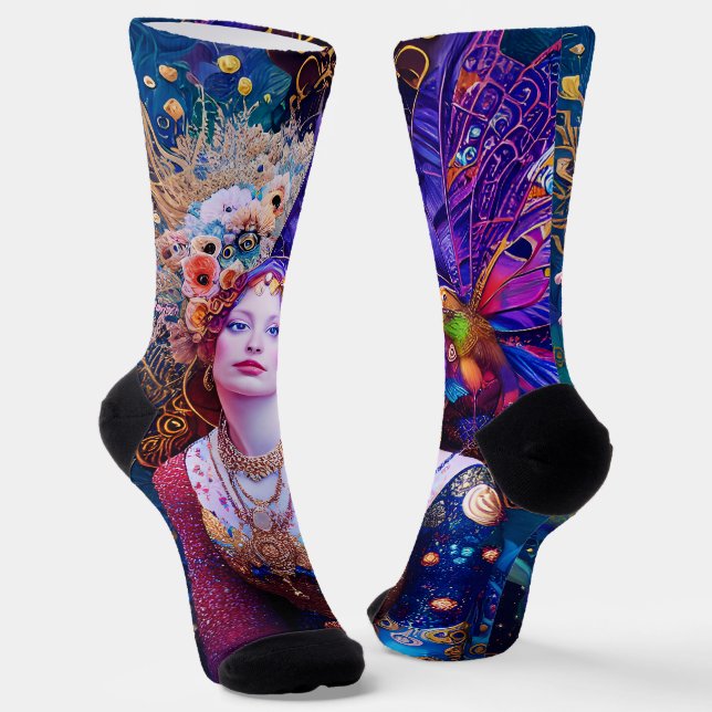 Blaue Mysteriöse Lady Socken (Gewinkelt)