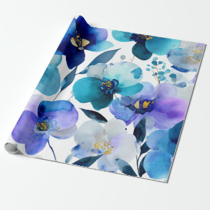 Blaue Mystische Orchidee Elegante Florale Botanik Geschenkpapier