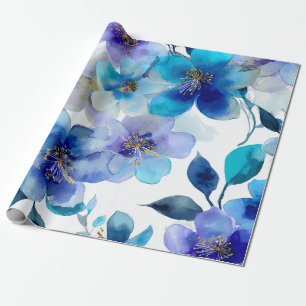 Blaue Mystische Orchidee Elegante Florale Botanik Geschenkpapier