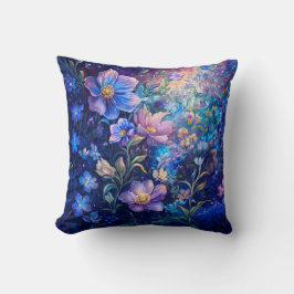 Blaue Nacht Blumen Wurfkissen Kissen